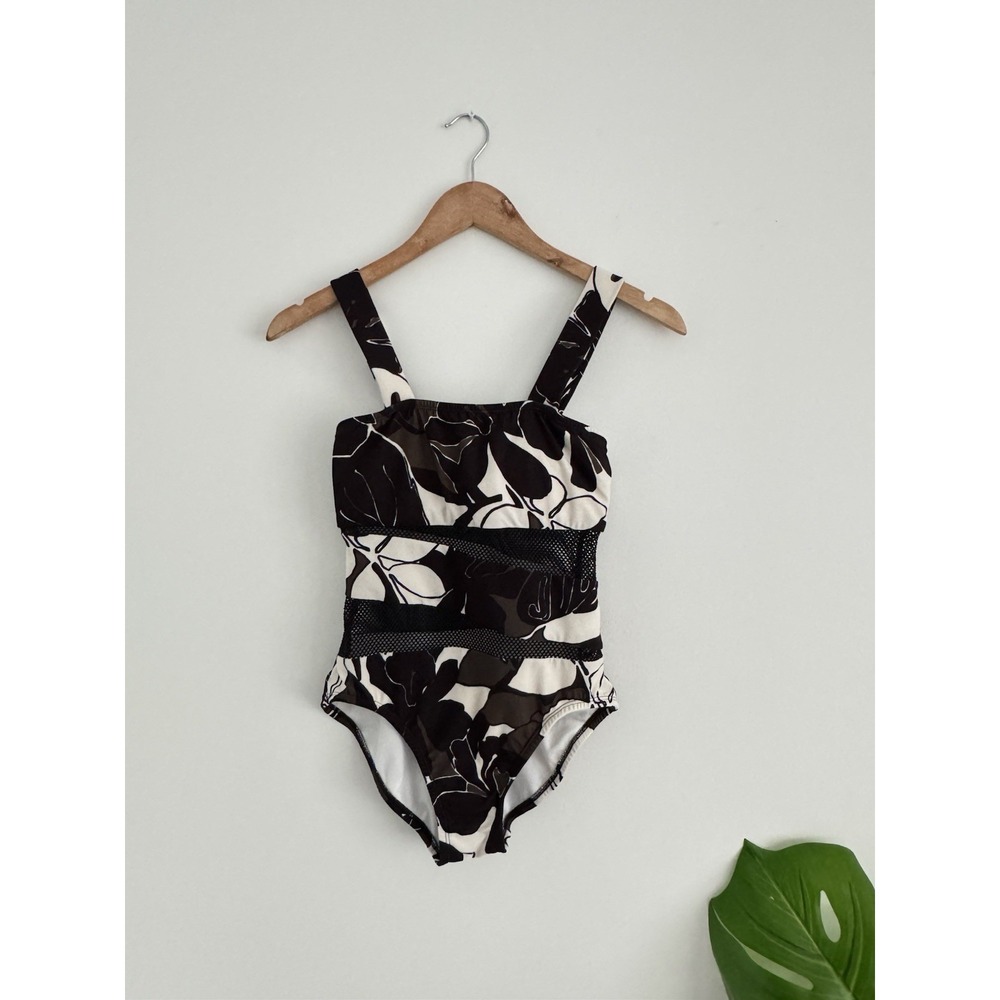 Women swimsuit Carmen Marc Valvo  one piece Swimsuit Floral‎ Mesh Sz 6
